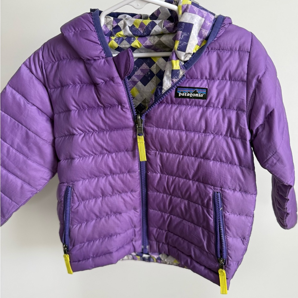 Patagonia Lavender Purple Quilted Hooded Puffer Jacket
